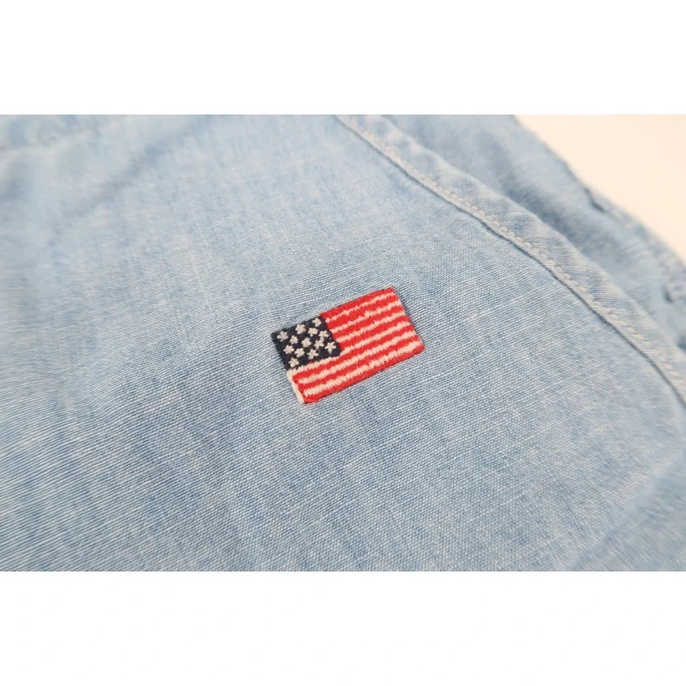 Polo Ralph‎ Lauren Shorts Mens 38 Chambray Embroidered USA Flag Cowboy Western